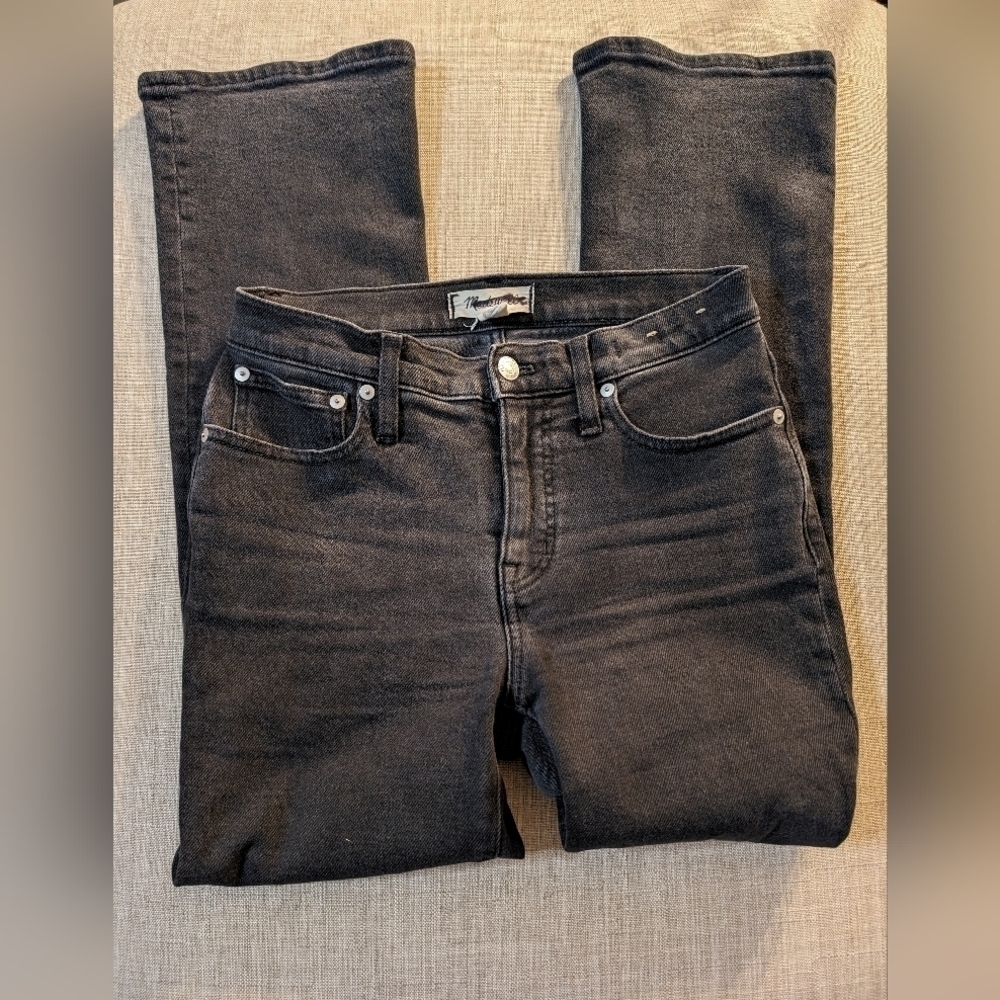 NWT Madewell Kick Out Boot‎ Cut Black Denim Jeans Womens Size 25